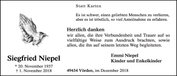 Anzeige von Siegfried Niepel von OM-Medien