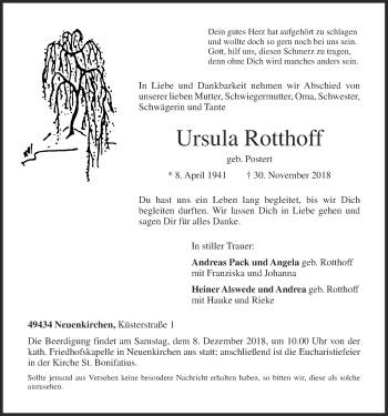 Anzeige von Ursula Rotthoff von OM-Medien