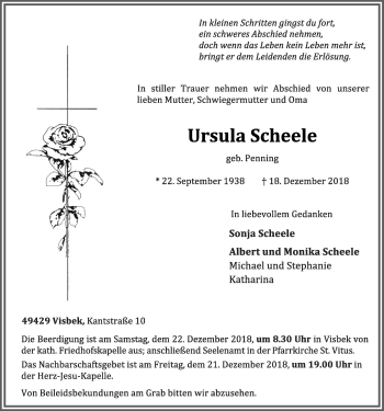 Anzeige von Ursula Scheele von OM-Medien