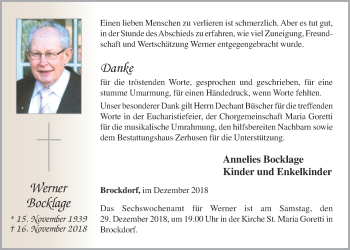 Anzeige von Werner Bocklage von OM-Medien