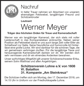 Anzeige von Werner Meyer von OM-Medien