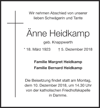 Anzeige von Änne Heidkamp von OM-Medien