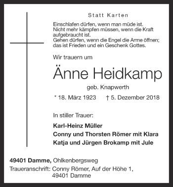 Anzeige von Änne Heidkamp von OM-Medien