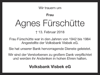 Anzeige von Agnes Fürschütte von OM-Medien