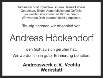 Anzeige von Andreas Höckendorf von OM-Medien