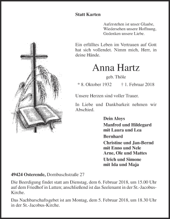 Anzeige von Anna Hartz von OM-Medien