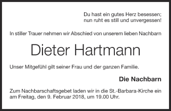 Anzeige von Dieter Hartmann von OM-Medien