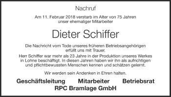 Anzeige von Dieter Schiffer von OM-Medien
