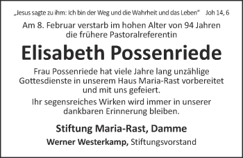 Anzeige von Elisabeth Possenriede von OM-Medien