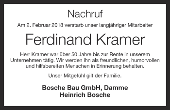 Anzeige von Ferdinand Kramer von OM-Medien