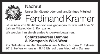 Anzeige von Ferdinand Kramer von OM-Medien