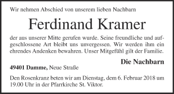 Anzeige von Ferdinand Kramer von OM-Medien