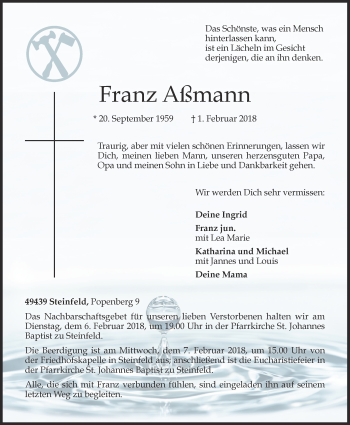 Anzeige von Franz Aßmann von OM-Medien