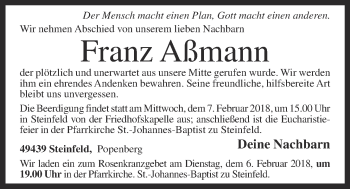 Anzeige von Franz Aßmann von OM-Medien