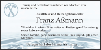 Anzeige von Franz Aßmann von OM-Medien