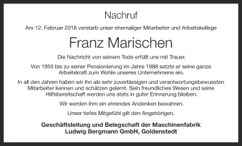 Anzeige von Franz Marischen von OM-Medien