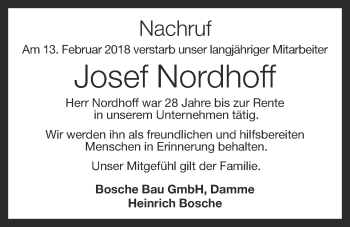 Anzeige von Josef Nordhoff von OM-Medien