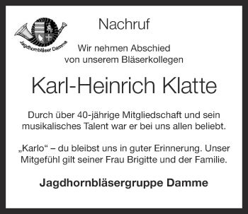 Anzeige von Karl-Heinrich Klatte von OM-Medien
