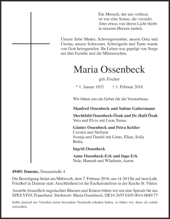 Anzeige von Maria Ossenbeck von OM-Medien