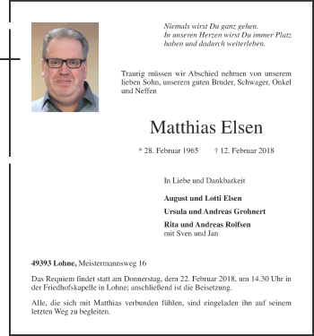 Anzeige von Matthias Elsen von OM-Medien