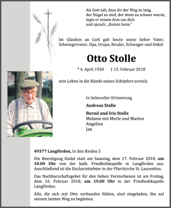 Anzeige von Otto Stolle von OM-Medien