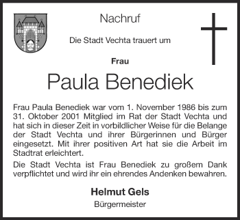 Anzeige von Paula Benediek von OM-Medien