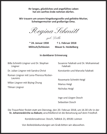 Anzeige von Regina Schmitt von OM-Medien