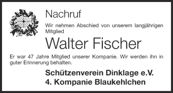 Anzeige von Walter Fischer von OM-Medien