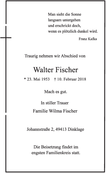 Anzeige von Walter Fischer von OM-Medien