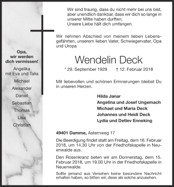 Anzeige von Wendelin Deck von OM-Medien
