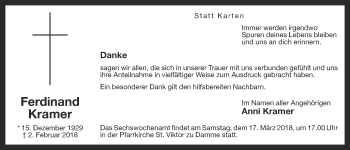 Anzeige von Ferdinand Kramer von OM-Medien