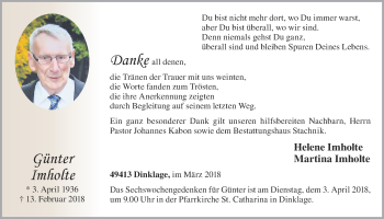 Anzeige von Günter Imholte von OM-Medien