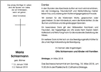 Anzeige von Maria Schlarmann von OM-Medien