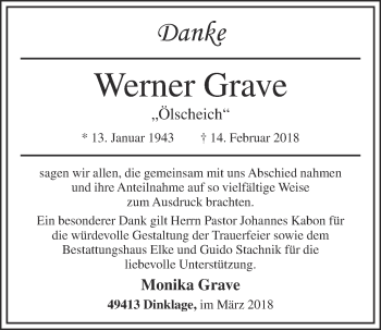 Anzeige von Werner Grave von OM-Medien