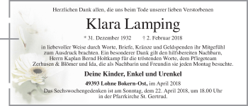 Anzeige von Klara Lamping von OM-Medien