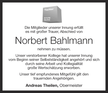 Anzeige von Norbert Bahlmann von OM-Medien
