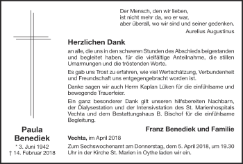 Anzeige von Paula Benediek von OM-Medien