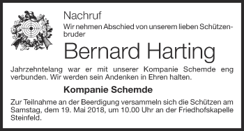 Anzeige von Bernard Harting von OM-Medien