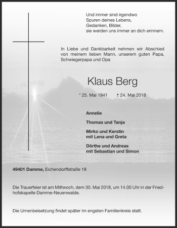 Anzeige von Klaus Berg von OM-Medien