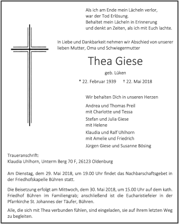 Anzeige von Thea Giese von OM-Medien