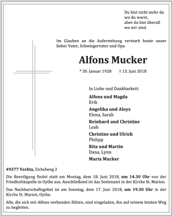 Anzeige von Alfons Mucker von OM-Medien