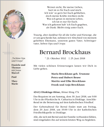 Anzeige von Bernard Brockhaus von OM-Medien
