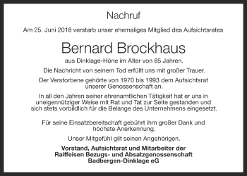 Anzeige von Bernard Brockhaus von OM-Medien