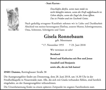 Anzeige von Gisela Ronnebaum von OM-Medien