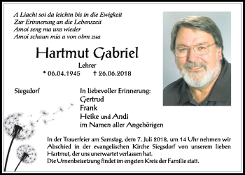 Anzeige von Hartmut Gabriel von OM-Medien