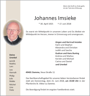 Anzeige von Johannes Imsieke von OM-Medien