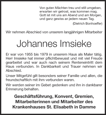 Anzeige von Johannes Imsieke von OM-Medien