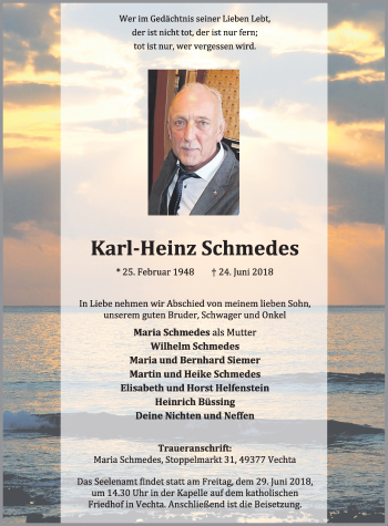 Anzeige von Karl-Heinz Schmedes von OM-Medien