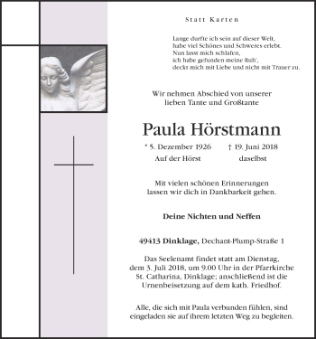 Anzeige von Paula Hörstmann von OM-Medien