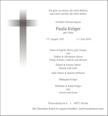 Anzeige von Paula Kröger von OM-Medien